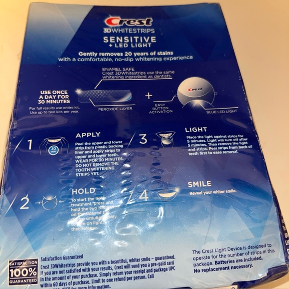 Crest 3DWhitestrips Sensitive + LED Light At-Home Teeth Whitening Kit Sealed Box - Picture 8 of 8